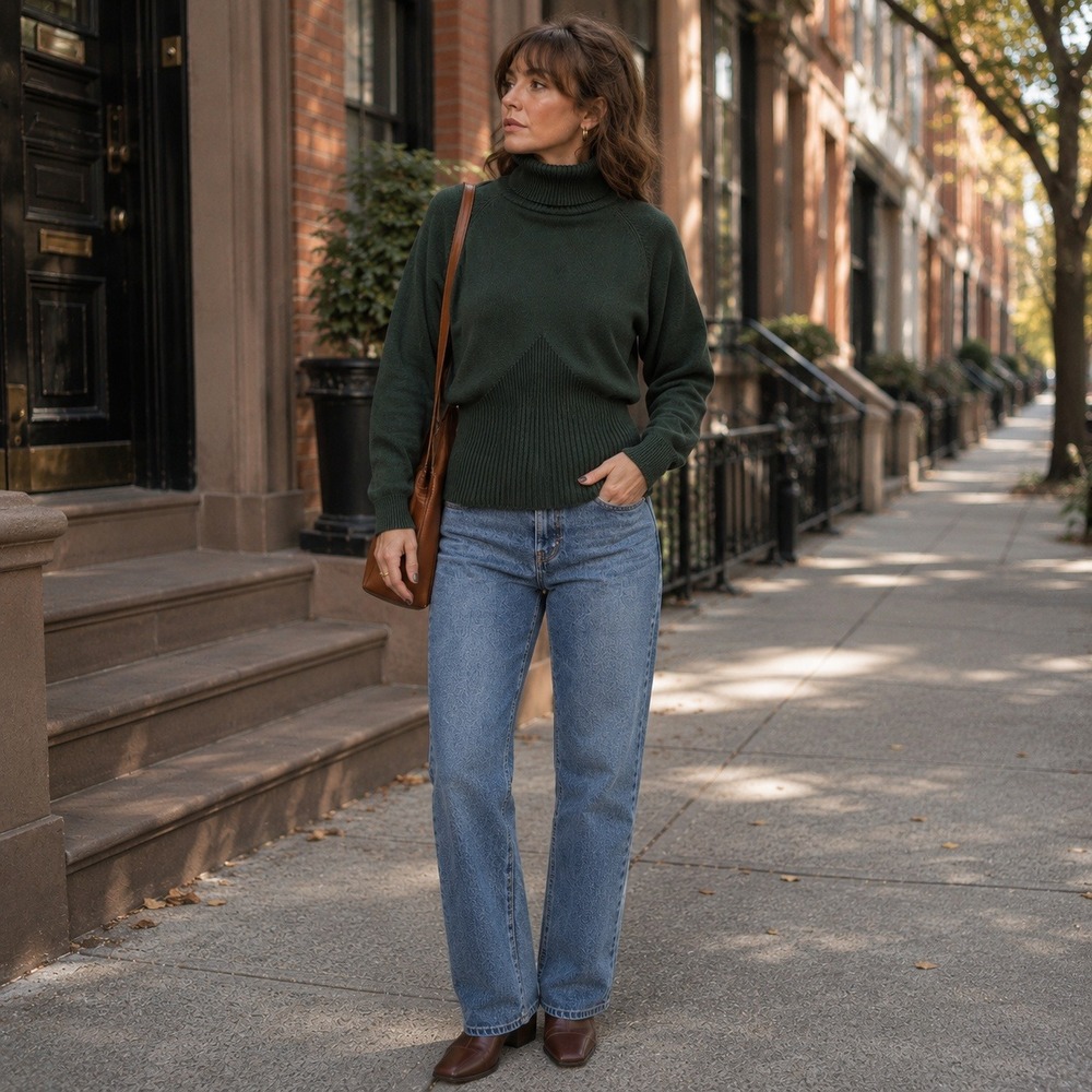 Vintage Carlisle Turtleneck Sweater 100% Silk Ribbed Knit Green Fits Women's M